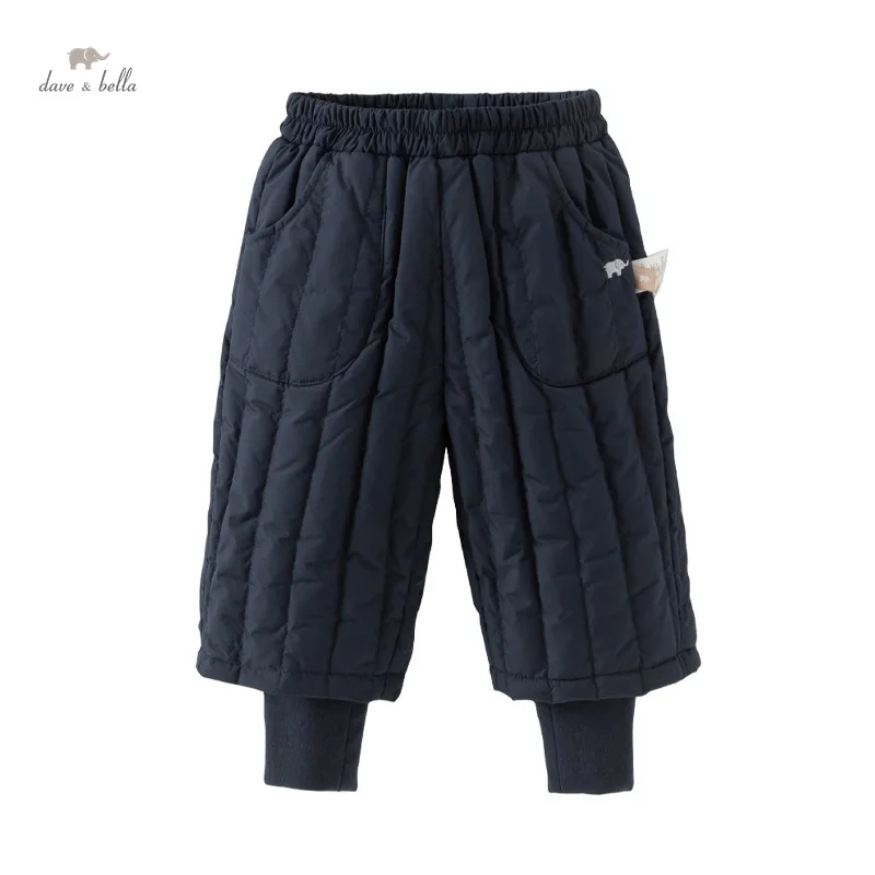 Dave Bella Children's Baby Pants 2024 New Winter Boys Girls Baby Fashion Casual Cute White Duck Down Kid Trousers Warm DB4242541