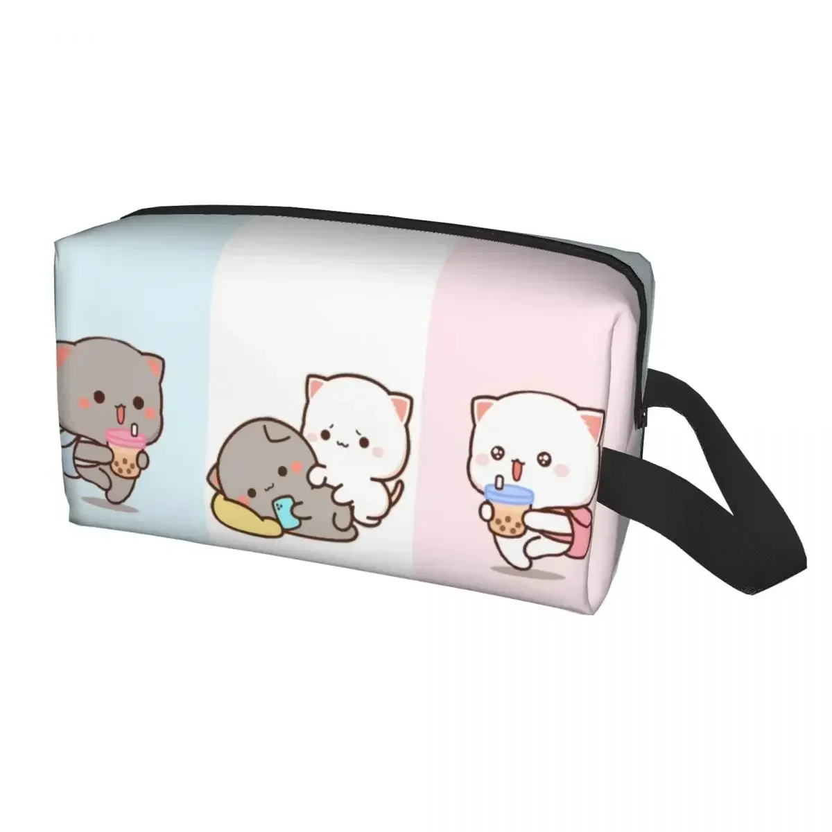 Custom Travel Mochi Peach And Goma Cat Toiletry Bag Portable Makeup Cosmetic Organizer for Women Beauty Storage Dopp Kit Box