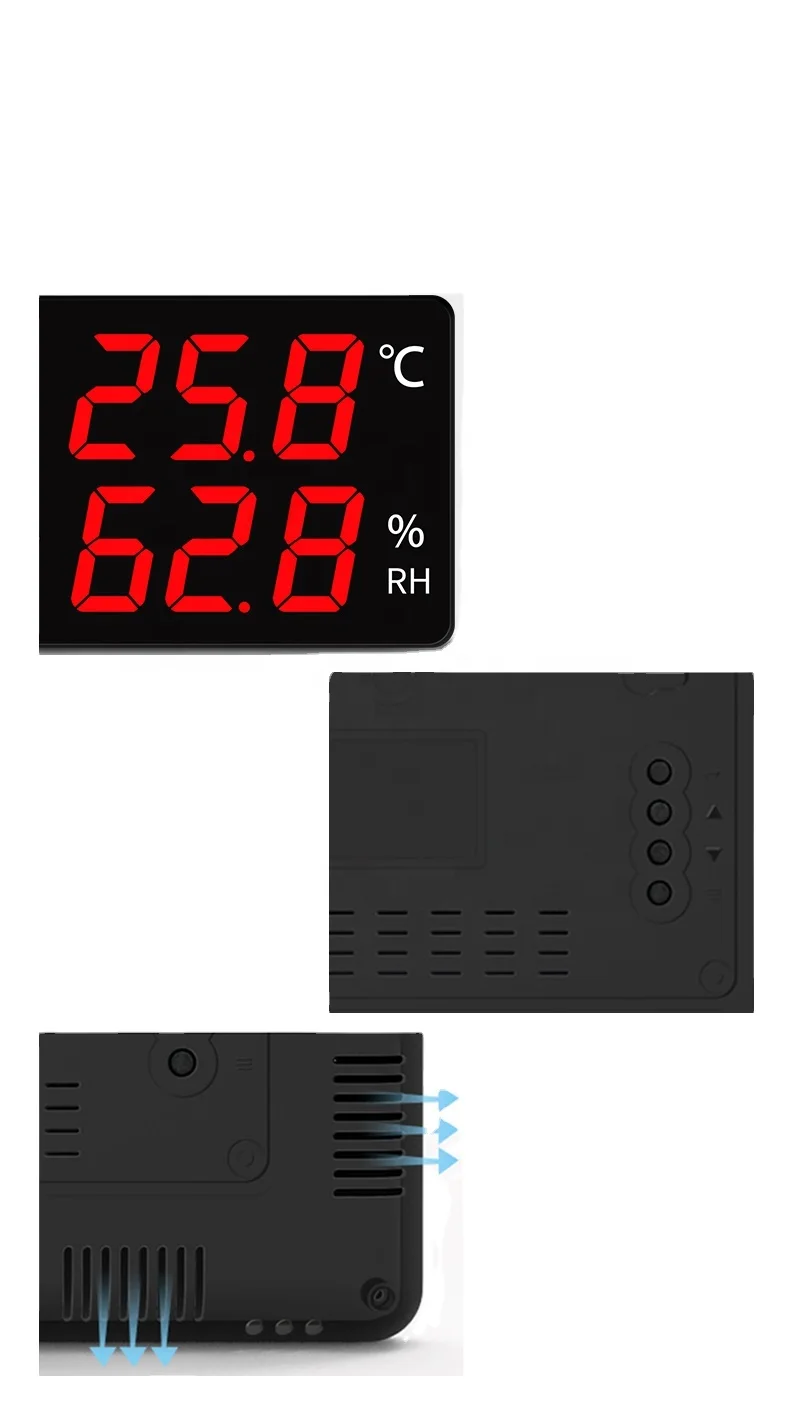 Termohigrómetro industrial de alta precisión, almacén de pantalla grande, sala de fábrica con sonda, instrumento de visualización de alarma AS106A