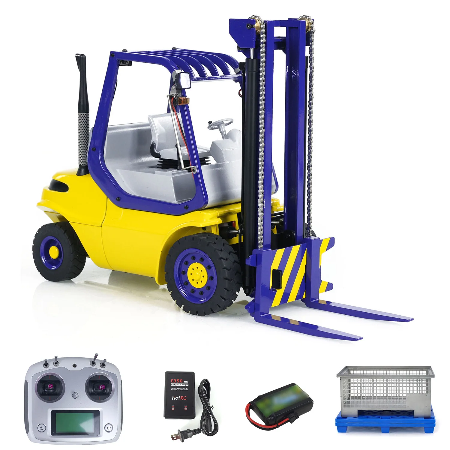 Toys 1/14 Scale RTR RC Hydraulic Forklift Wheeled Transfer DIY Painted Assembled Car Fork Lift Truck Light Sound Model THZH1983