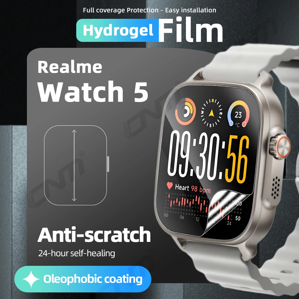 

Hydrogel Film for Realme Watch 5 Screen Protector, for Realme Watch 5 HD Full Coverage Soft Protective Film Accessories
