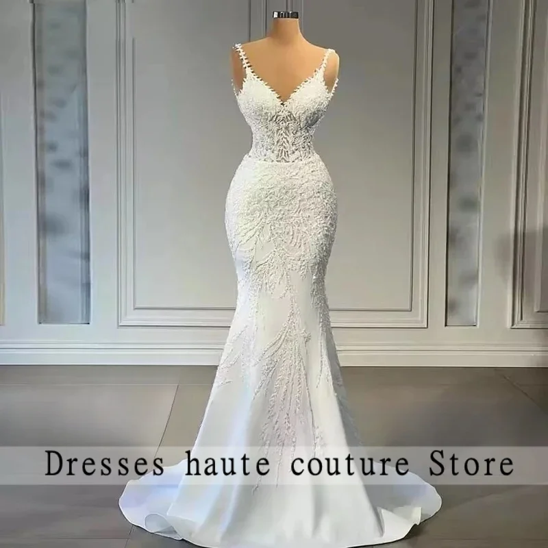 Luxurious Wedding Dresses Mermaid 2026 for Bride Strapless Beaded Lace 2 In 1 with Detachable Overskirts Bridal Gown Customized