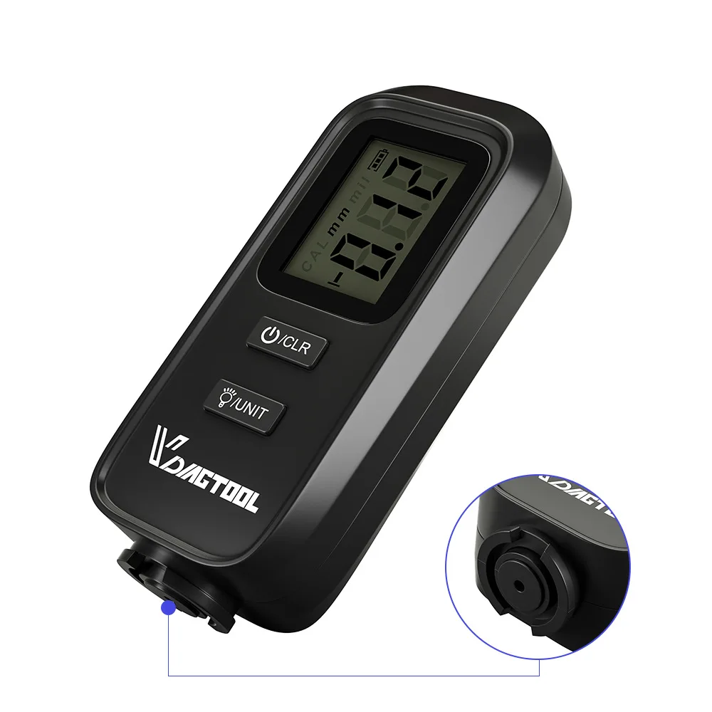 VDIAGTOOL VC100 Coating Thickness Gauge Digital Backlight Car Paint Electroplate Metal Coating Tester English Manual