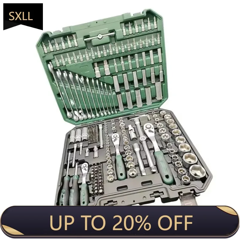 

SXLL 216-Piece Hand Tool Set Box 24-tooth Ratchet Wrench Sleeve Professional Tool Mechanical Wrench Automotive Machine Tool Set