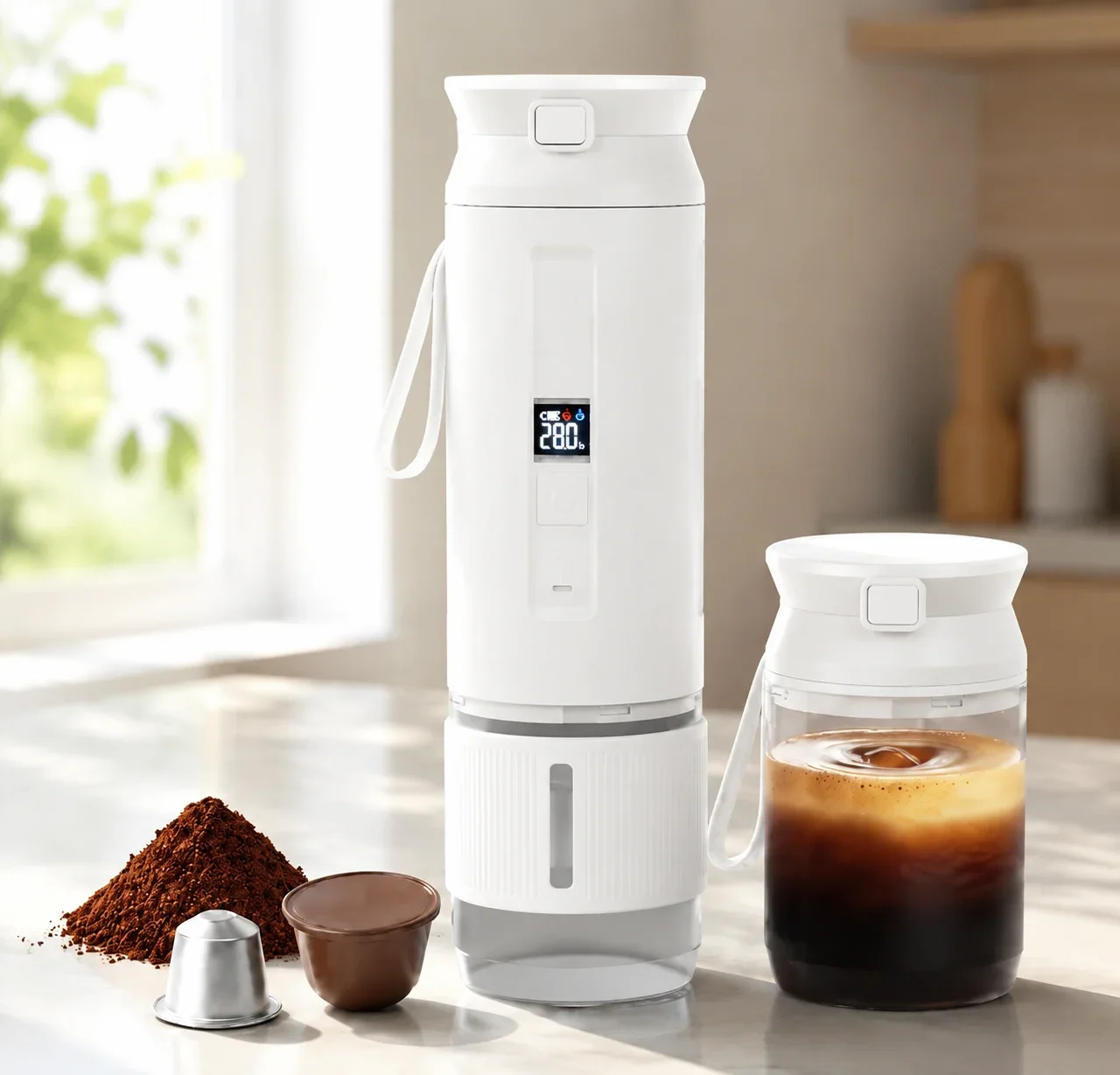 USA Stock 4-In-1 Portable Espresso Coffee Maker, Travel Mini Coffee Machine Camping RV | Fits NS,DG