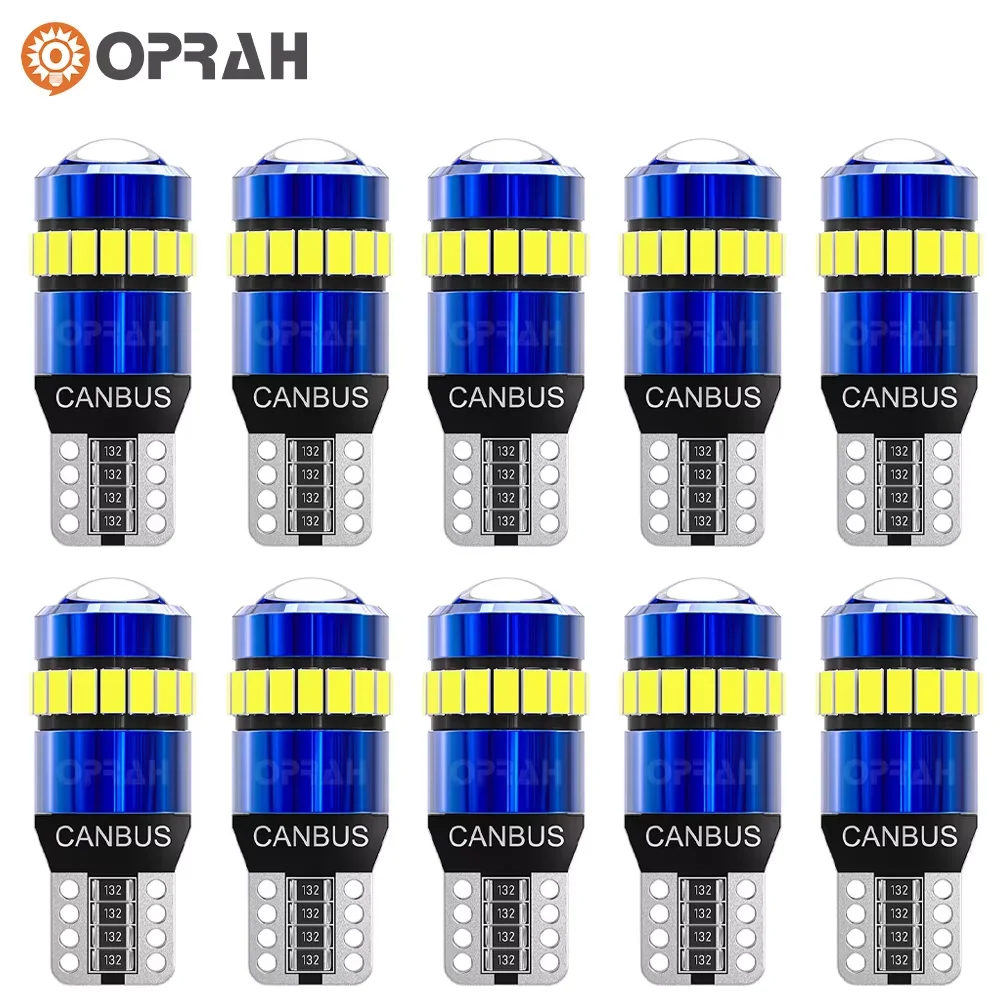 

Oprah 10PCS Super Bright LED T10 W5W 194 Car Light Canbus 3030SMD Interior Dome Reading Bulb Side Parking Signal Lamp 12V White