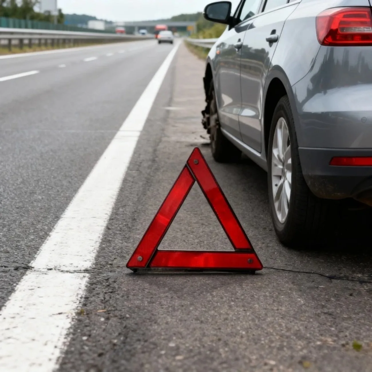 مثلث تحذير عاكس للضوء في حالات الطوارئ - علامة أمان قابلة للطي على جانب الطريق متوافقة مع DOT لكتفرات السيارة وحوادث