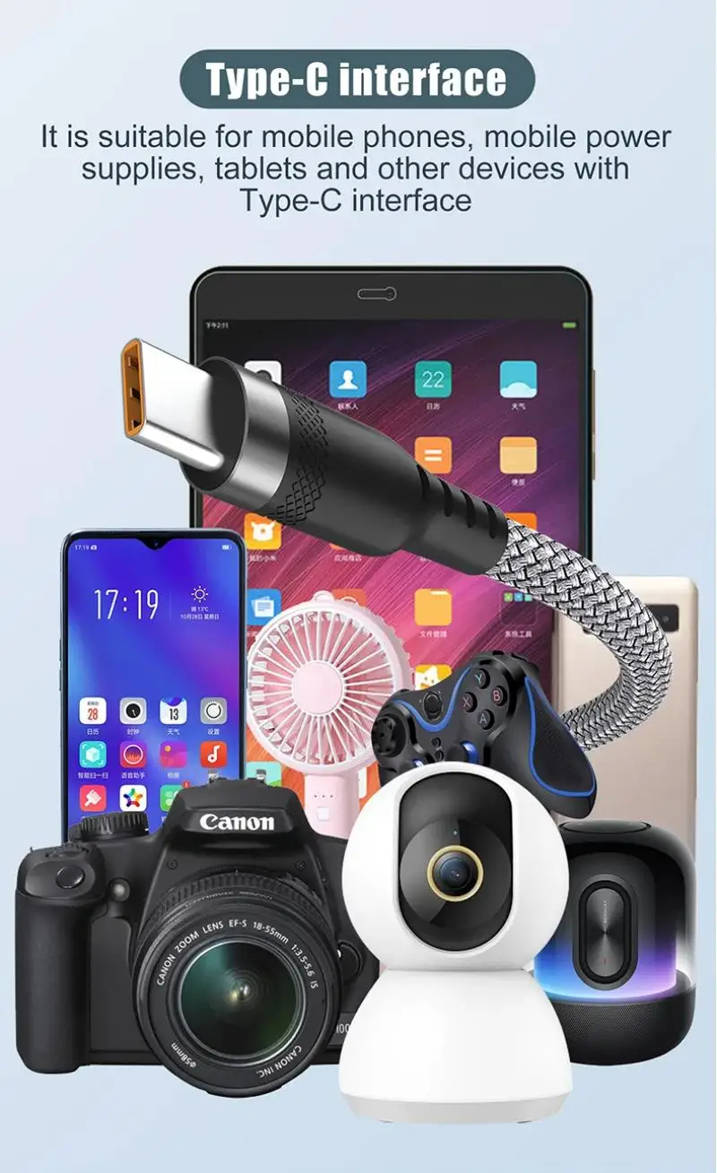 1/2/3/5/8 m verlängertes 6A superschnelles Laden extra langes Ladekabel USB Typ C für iPhone Samsung vollständig kompatibles Datenkabel – Detail 1