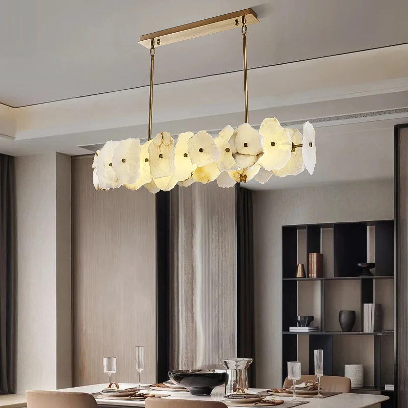 

Copper LED pendant light, natural marble restaurant pendant light, creative and unique artistic pendant light YX126TB