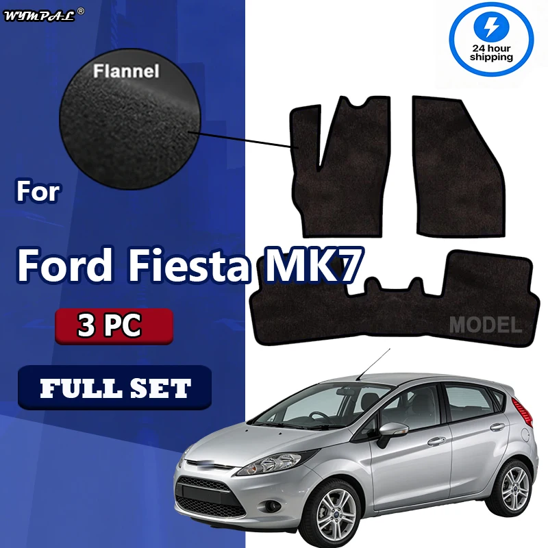 

Flannel Velour rugs set for Ford Fiesta MK7 hatchback (2008 2009 2010 2011) -Black