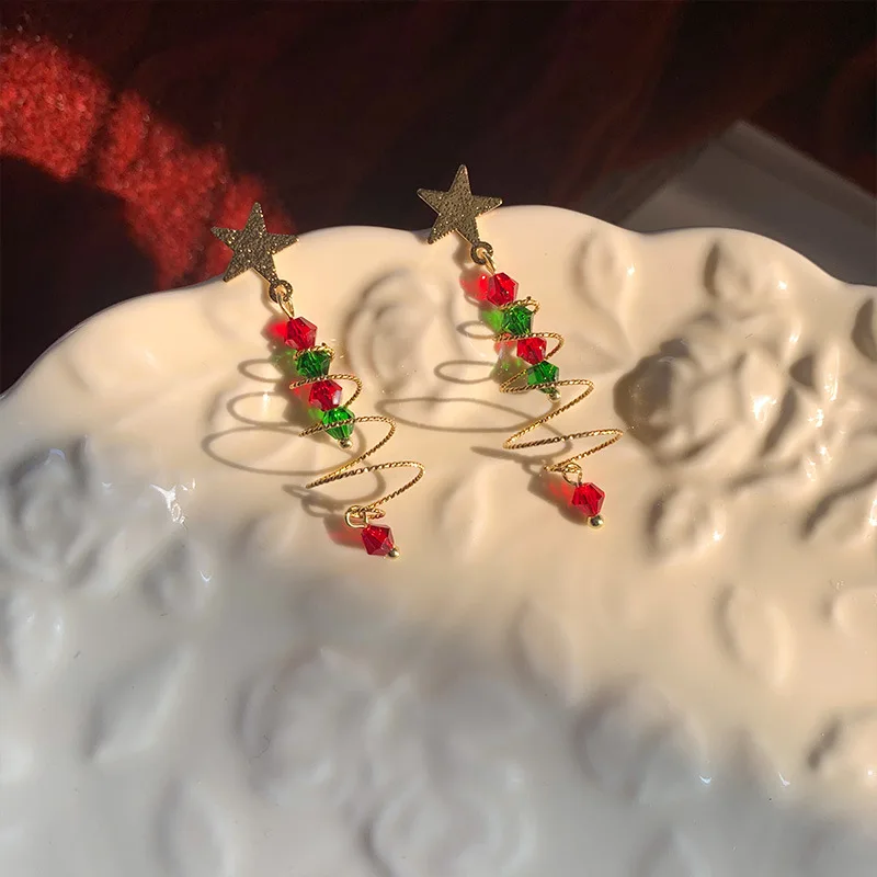 Women's Christmas Tree Stud Earrings, Festive Accessory