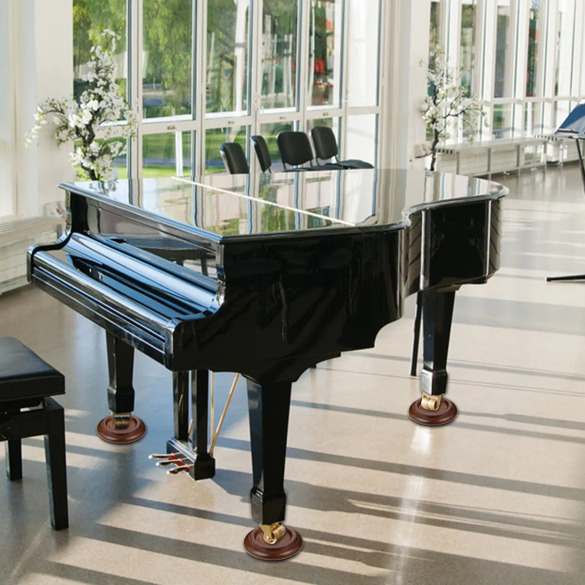 

Комплект из 3 накладок для ножек пианино из массива черного ореха, амортизирующие подставки для колесиков, защитные коврики для вертикальных пианино, долговечные, для длительного использования