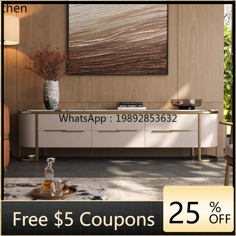 natural marble TV cabinet coffee table combination high-end sense home Italian designer villa floor cabinet
