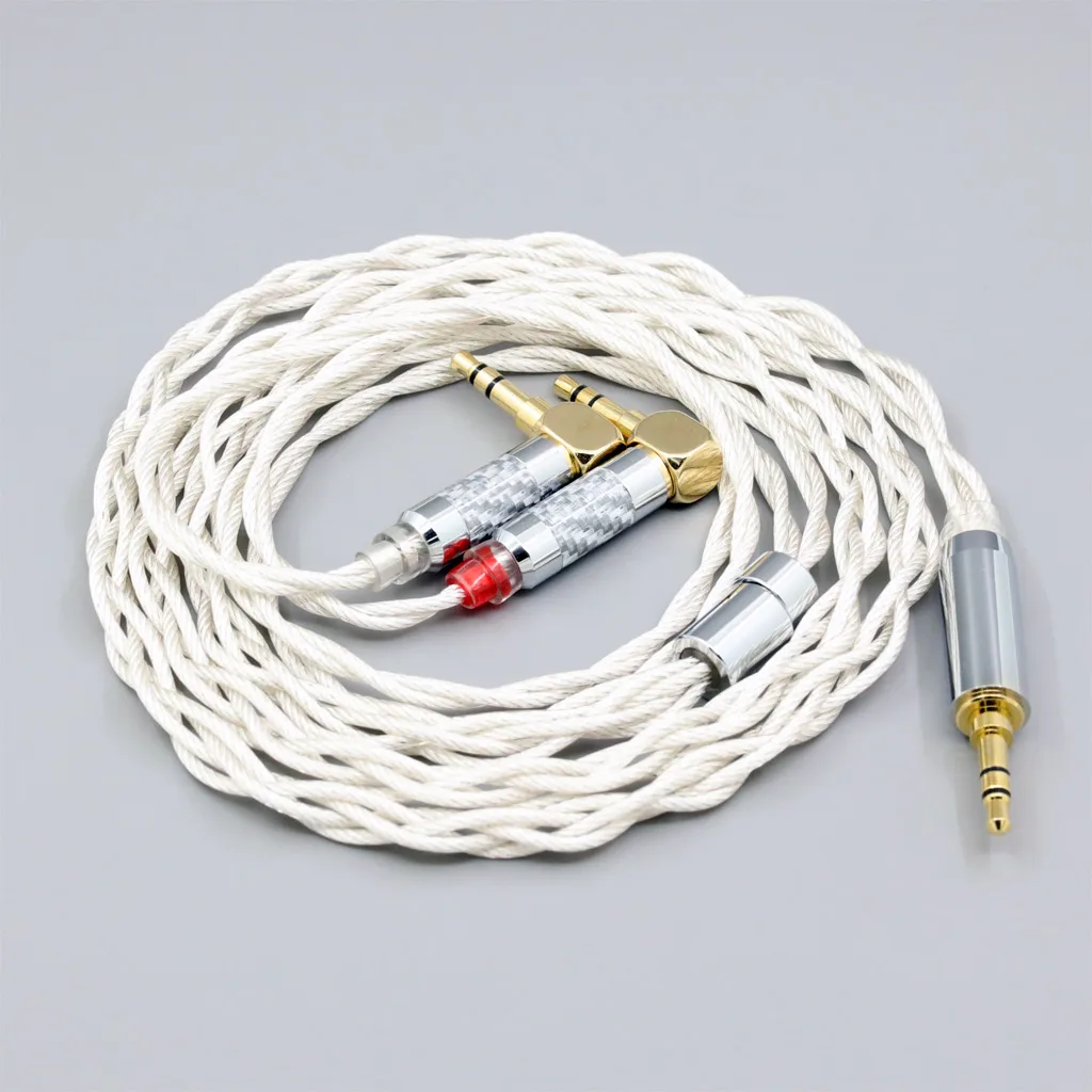 Verum 1 One 헤드폰 헤드셋, 듀얼 L 모양, 3.5mm 핀, 4 코어 그래핀, 7N OCC, 실버 도금 타입 2 이어폰 케이블, LN008146