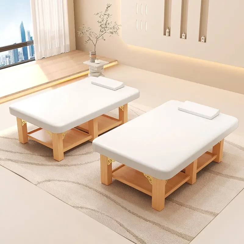 Widened solid wood beauty bed, Thai style massage and physical therapy bed for beauty salons, massage