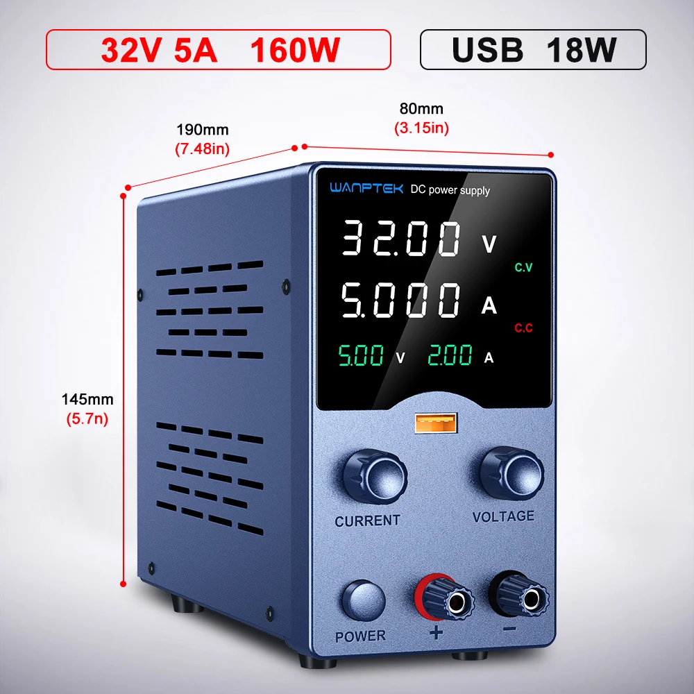 Wanptek Laboratorium Voeding 30V 5A 30V 10A 60V 5A 120V 3A Encoder Verstelbare spanning Stroom Lab Bench DC Voeding