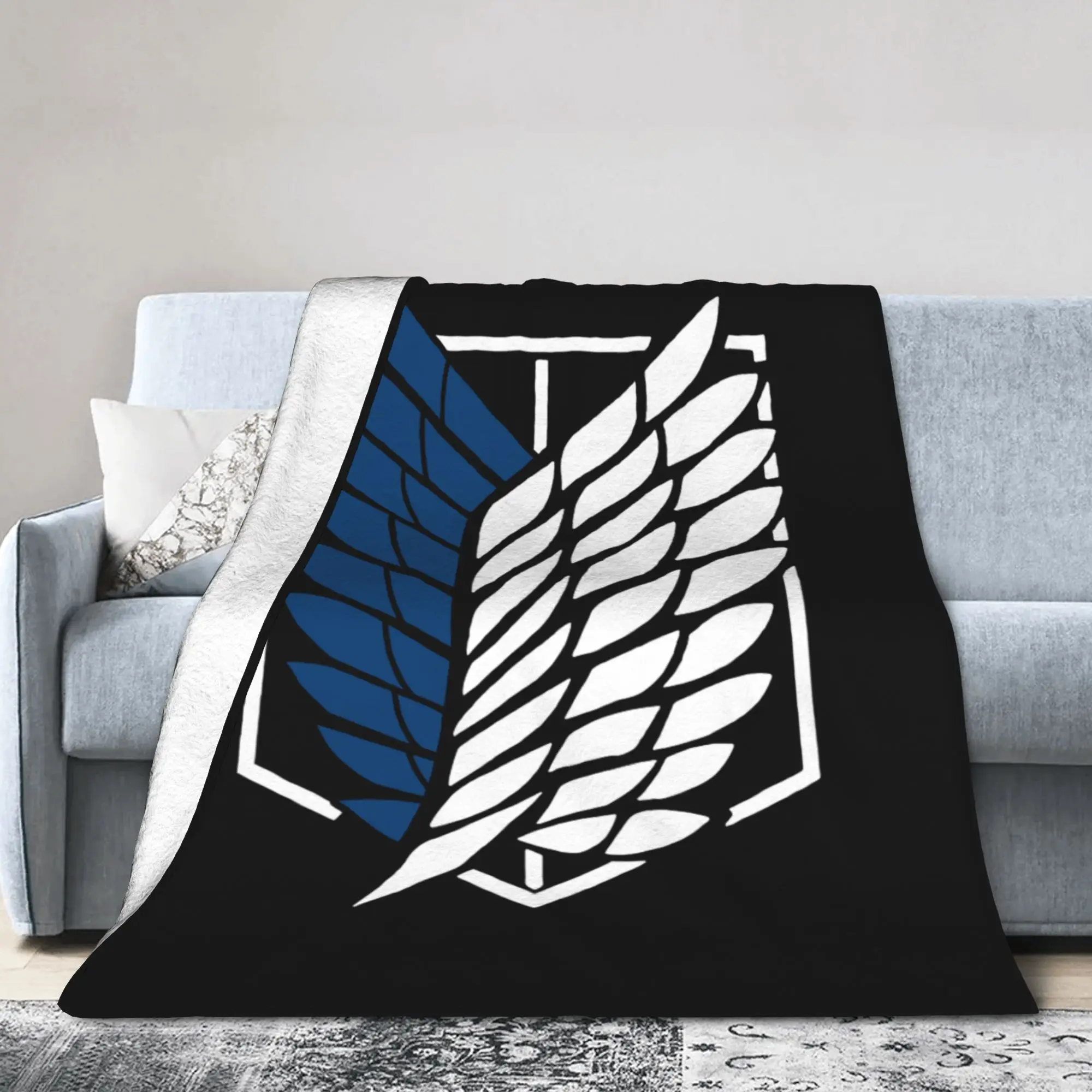 Attack On Titan Logo Blanket Flannel Spring Autumn   Multifunction Super Soft Throw Blankets for Home Outdoor Bedspread