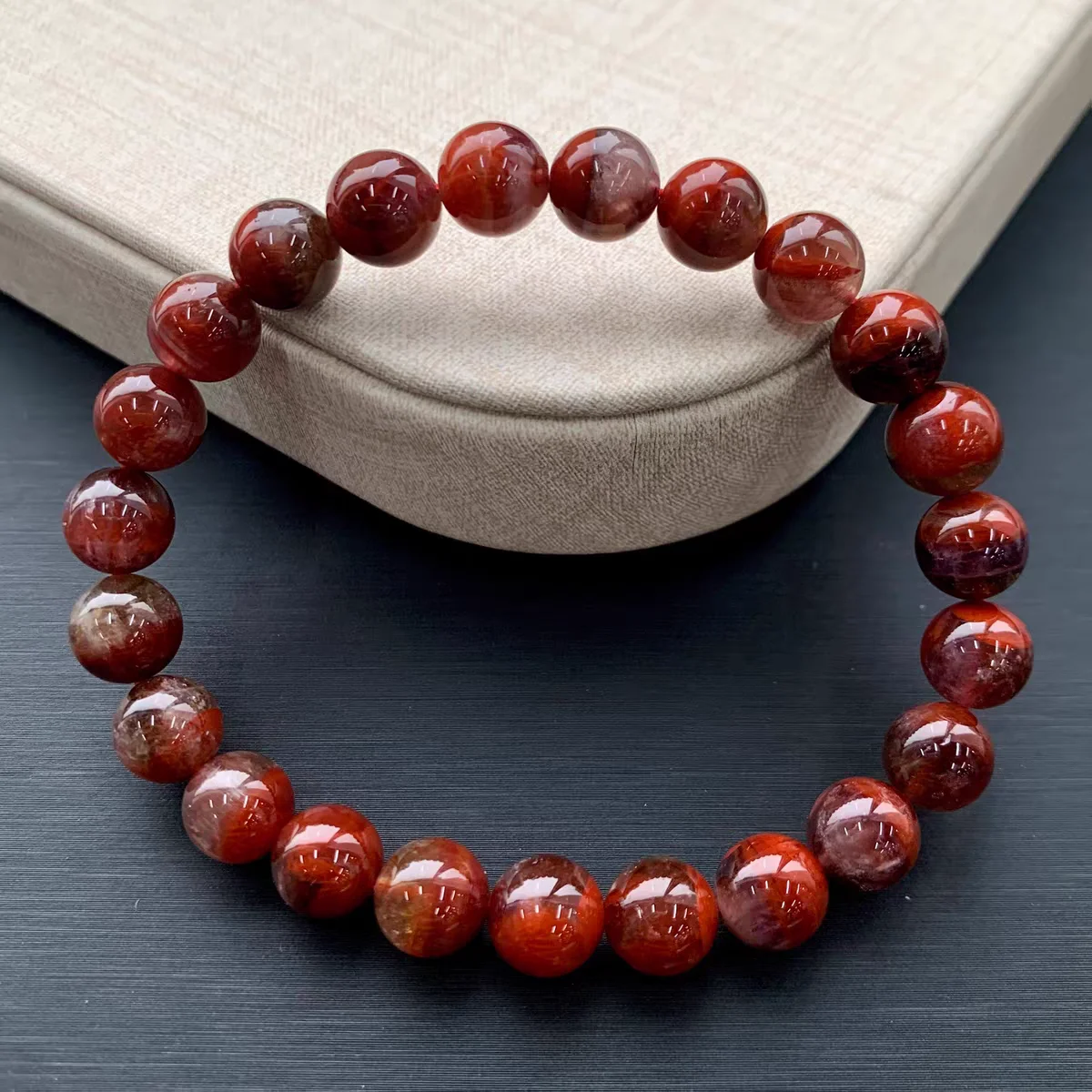 Natural Red Auralite 23 Cacoxenite Beads Bracelet Women Men Rutilated Stretch Auralite 23 Crystal AAAAAA