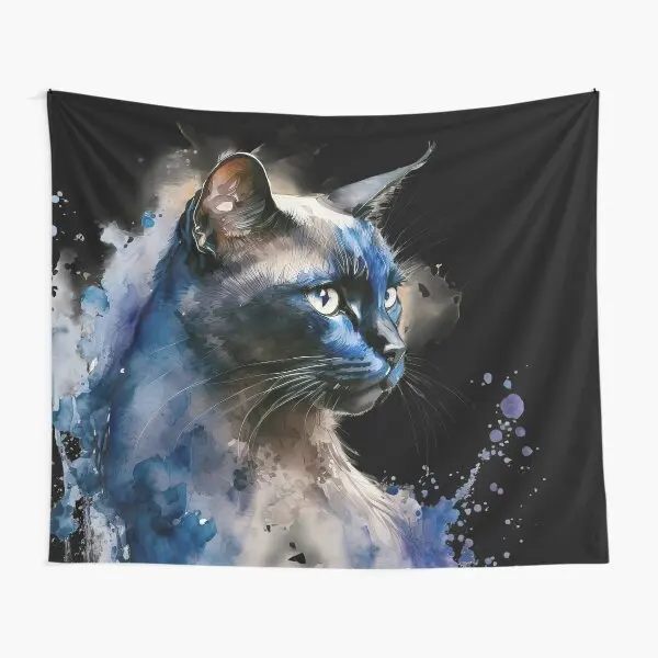 Psychedelic Black Cat Tapestry Wall Hanging Rose and Sunbeam Art Floral Tapestry Art Animal Cat Lovers Home Living Room Decor