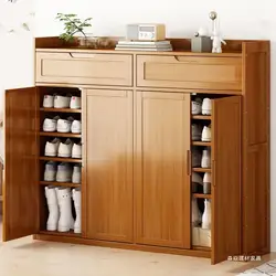 Grande capacidade Dustproof Shoe Cabinet, Multi-Layer de armazenamento, madeira maciça, varanda, casa, moderno, simples, porta S46