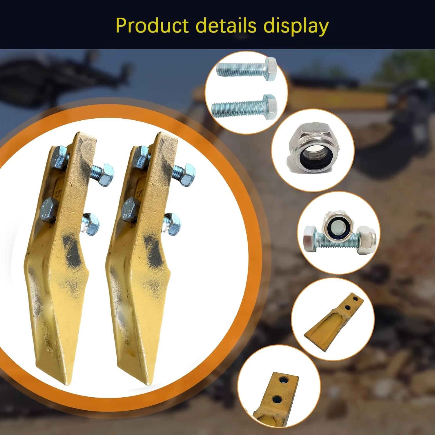 2-piece bucket tooth assembly with bolts and nuts for excavators under 3 tons