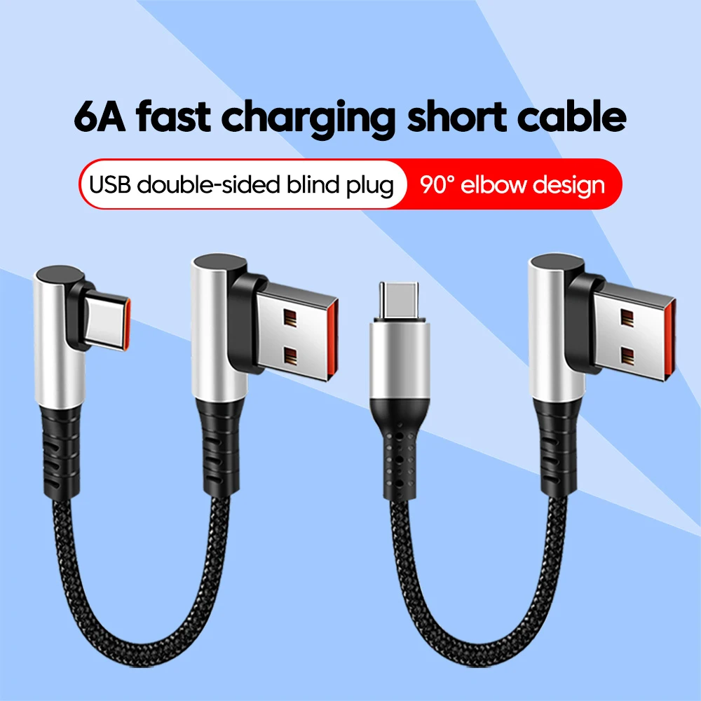 90-Grad-Kurzkabel USB-C auf USB-C 6A Schnellladung 25/50CM für iPhone 15 16 17 Samsung Xiaomi Powerbank USB-C Datenkabel