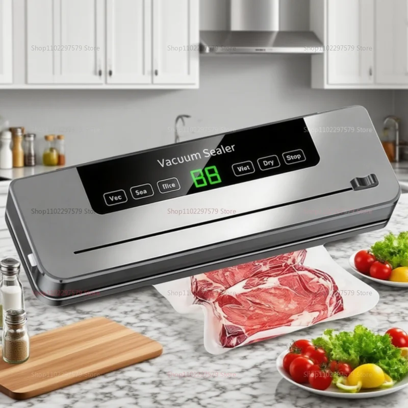 Electric Vacuum Sealer Built-in Cutter Kitchen Food Storage Seal Touch Button Dry/Wet Food Sealing Vacuum Packaging Machine