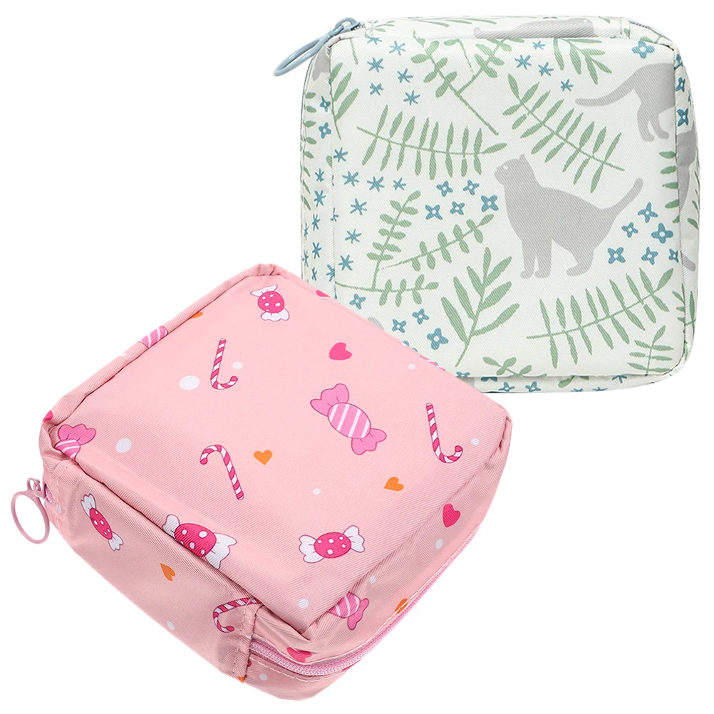 

2 Pcs Sanitary Napkin Storage Bag Fabric Delicate Holder Compact Tampon Pouch Reusable PeriodAccessory Privacy Protection Travel