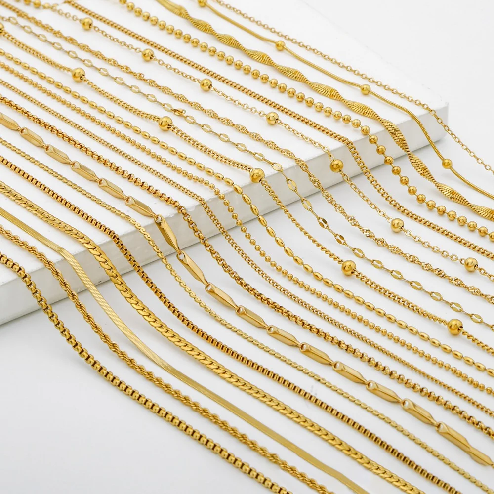 10개/묶음 45cm 스테인리스 스틸 304 링크 목걸이 여성용 주얼리 제작 액세서리 DIY 수제 용품 금색 은색 체인