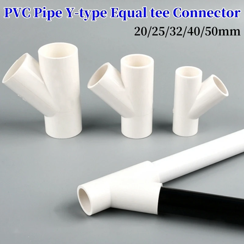 

1~10Pcs PVC Oblique Tee 45 Degree Connector 20/25/32/40/50mm Garden Irrigation Aquarium Watering Joint Water Supply Pipe Fitting