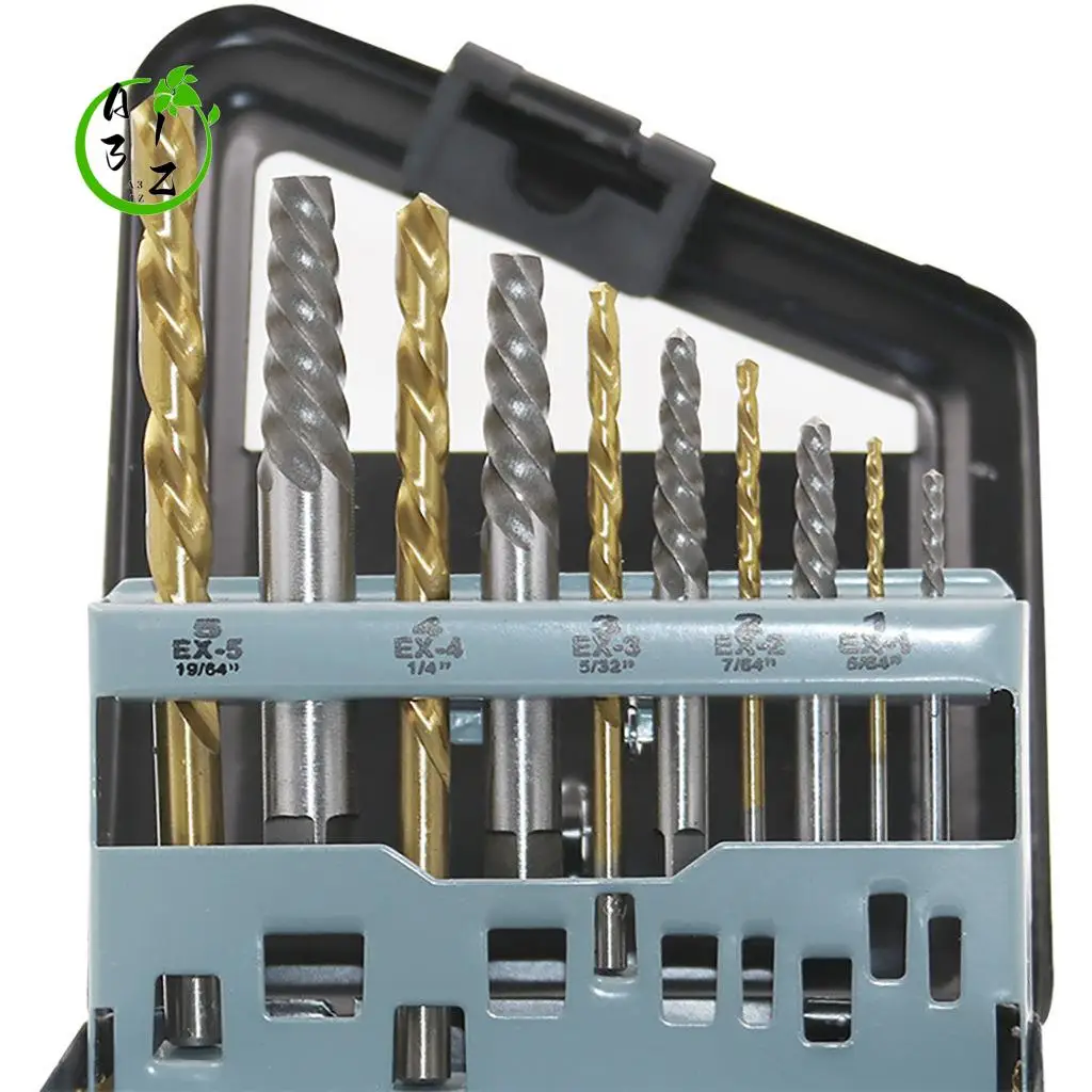 

A31Z-10Pcs Left Hand Drill Bit Set, Spiral Flute Extractor Set Broken Bolt Remover, Easily Remove Stripped Or Damaged Screws