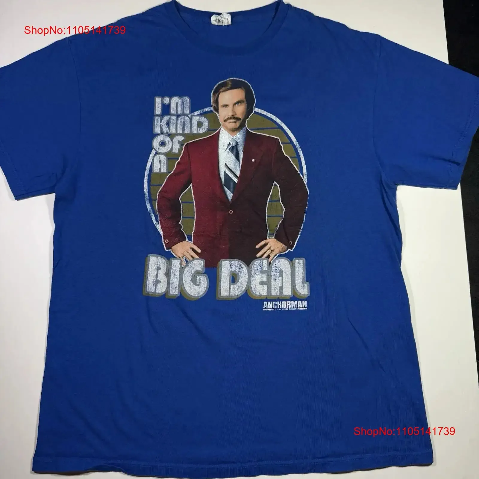 Adulto grande Anchorman la película camiseta Ron Borgoña soy tipo de una gran oferta azul vintage lavado versátil moda gráfica