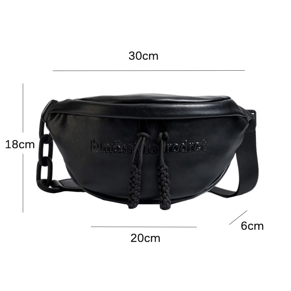 Korean Fashion Waist Bag Women Waist Packs Black Trend Half-moon Cross Body Bag Large Capacity Fanny Pack for Women