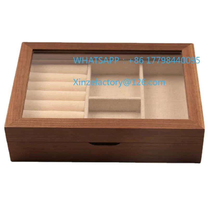 صندوق مجوهرات خشبي قابل للتخصيص، صناديق تخزين حلقية للسفر، صندوق عرض منظم للنساء مع مغناطيسي
