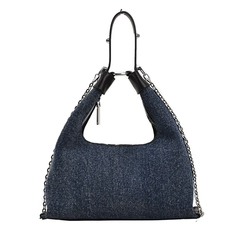 Sacs à bandoulière en denim pour femmes, printemps, été, couleurs mélangées, mode, sac à main et sacs à main décontractés à fermeture éclair assortis, 2023