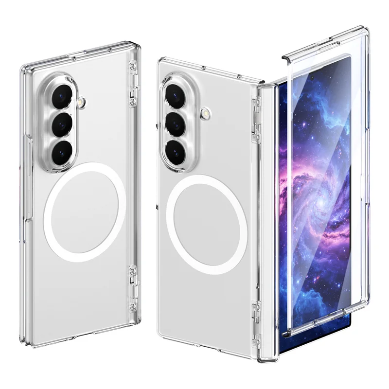 Magnetic For Magsafe Clear Case For Samsung Galaxy Z Fold 8Ultra 8 7 6 5 4 With Hinge Screen Protect Film Wireless Charge Cover