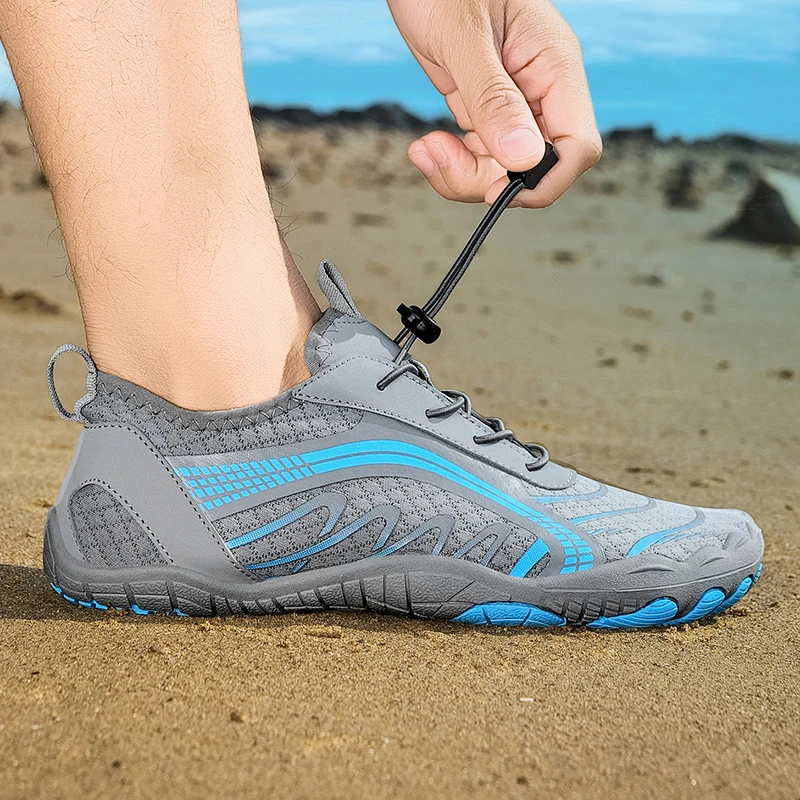 HKDQ chaussures de natation pour hommes classique semelle plate antidérapante Couples chaussures d'eau à séchage rapide hommes maille douce été confort femme Aqua chaussures