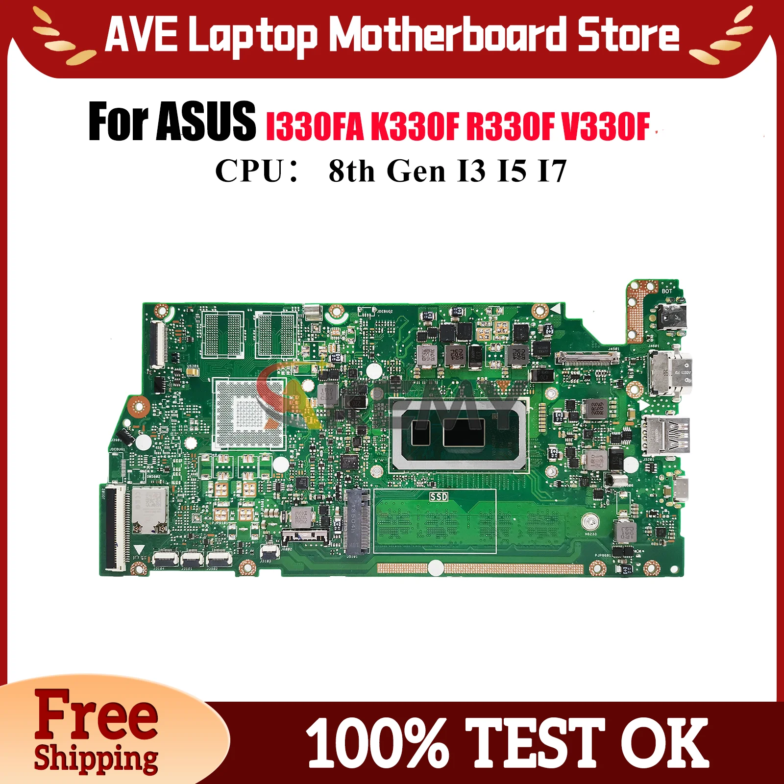 

X330FA Материнская плата для ноутбука ASUS VivoBook V330F X330FN R330F K330F X330F X330FL I330FA S330F Материнская плата с процессором I3 I5 I7 stk