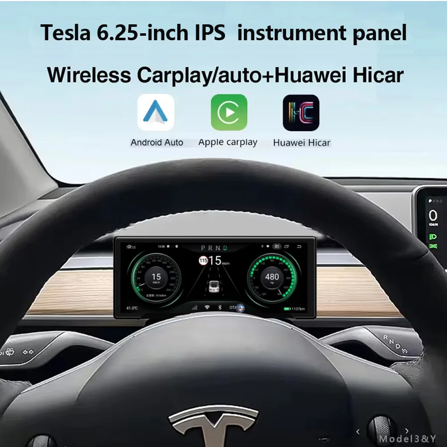 6.25'' IPS Carplay android Auto linux system For Tesla Model 3 Y car lcd meter touch screen style console LCD display dashboard