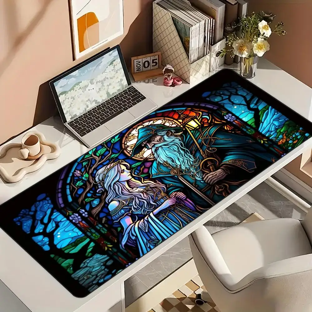 تصميم الرسوم التوضيحية للرسوم المتحركة في العصور الوسطى، حصيرة مكتبية مع حافة مخيطة، قاعدة مطاطية غير قابلة للانزلاق، ملحقات الكمبيوتر، سجادة لعب سحرية #3