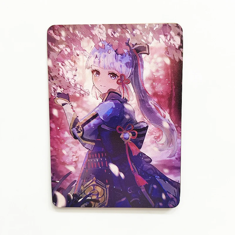 Anime Genshin Impact Peripheral Diy Metal Collectible Cards Yae Miko Raiden Shogun Kamisato Ayaka Christmas Birthday Gifts Toys