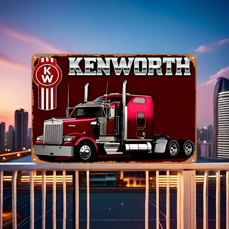 Vintage Kenworth Truck Metal Sign  - Rustic Wall Decor for Home, Garden, Bar, Cafe & Office - Durable Iron Construction with Red
