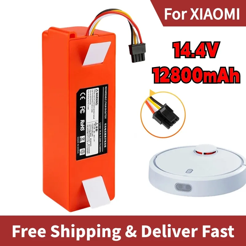 

12800mAh Sweeper Battery BRR-2P4S-5200D 5200S for XIAOMI Roborock S50 S51 S55 T60 Sweeping Mopping Robot Vacuum Cleaner