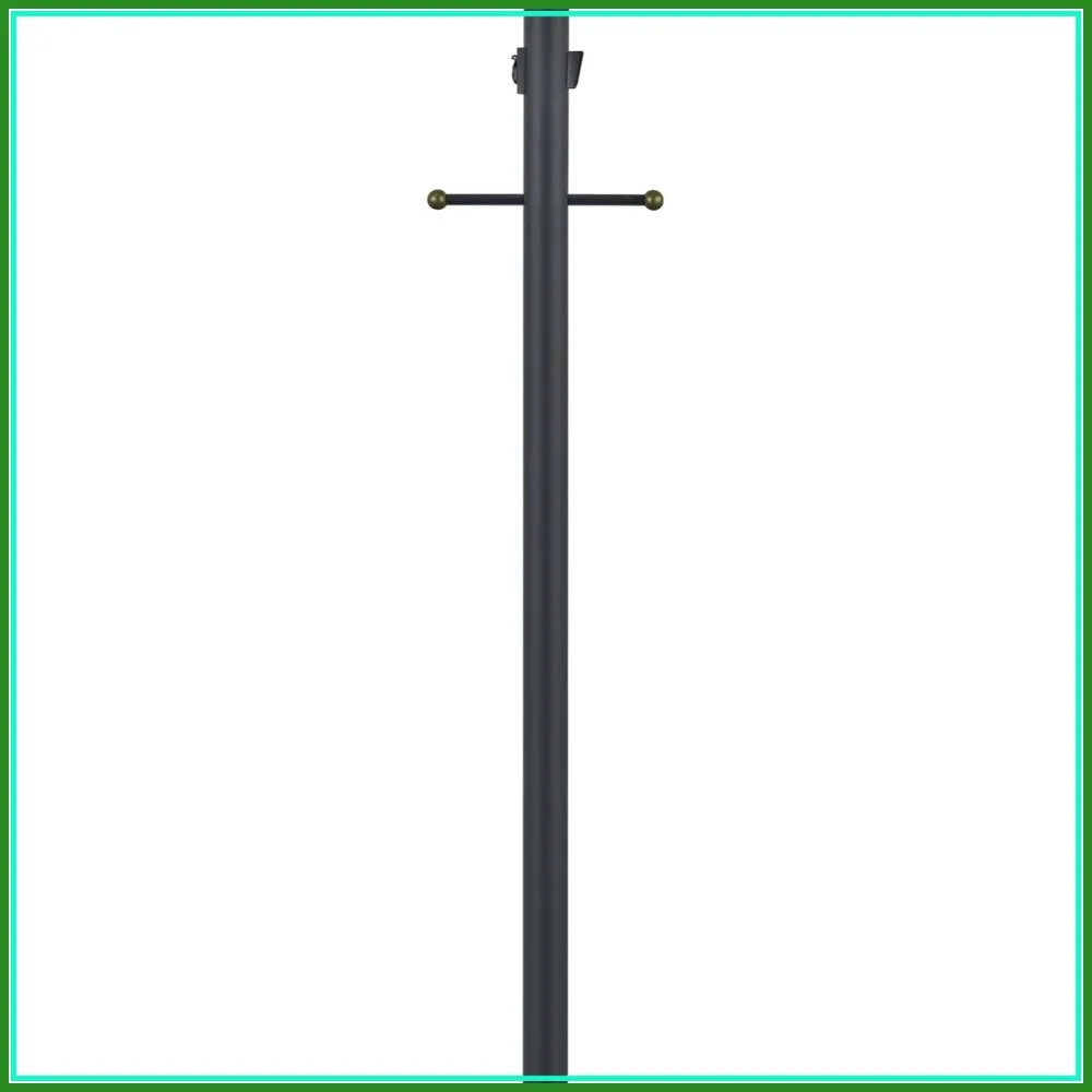 

Outdoor Lamp Post with Cross Arm, Dusk to Dawn Sensor, Built-in Outlet, Black, 80in