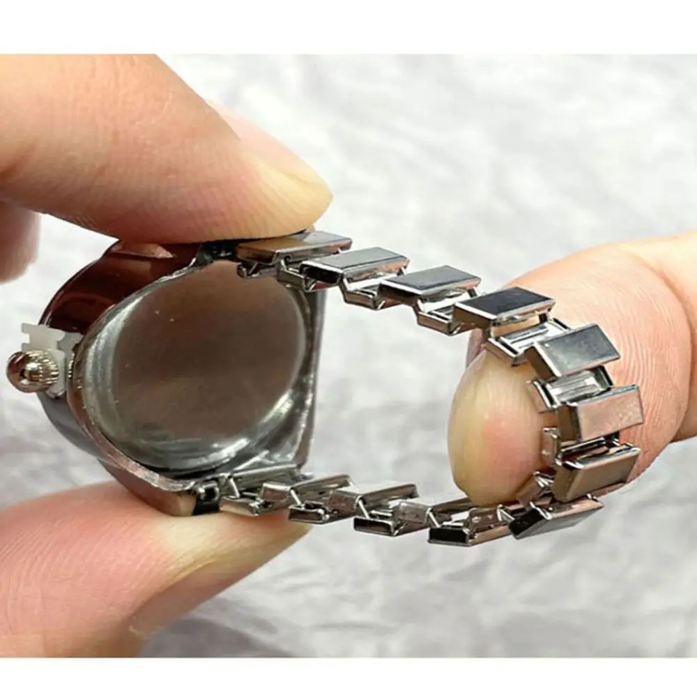 Vintage Jewelry Clock Gift Round Quartz Finger Rings Digital Watch Elastic Stretchy Rings Ring Watch