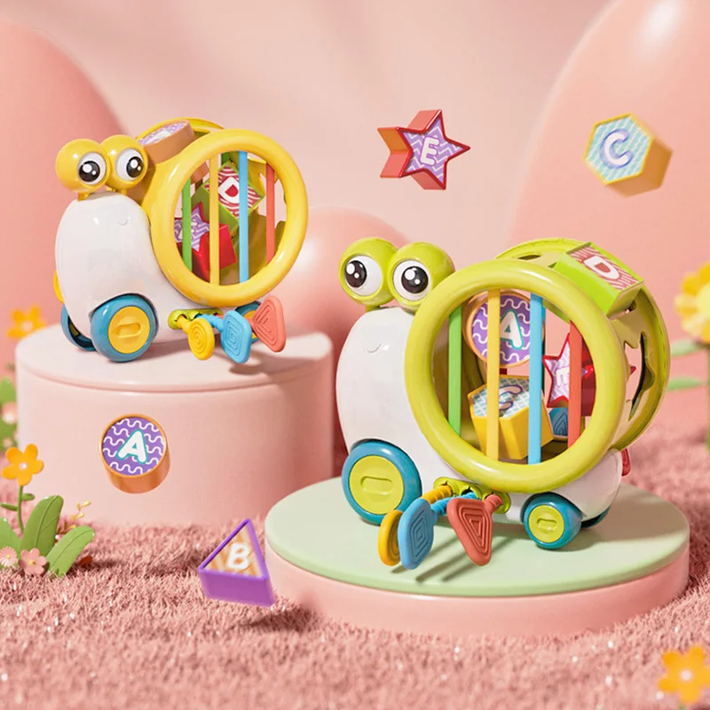 Детские улитки, сенсорные блоки-сортировщики, игрушка на веревке, мультяшная корзина для хранения кубов, улитка, автомобиль, мелкая моторика 1, 2, 3 года, для малышей