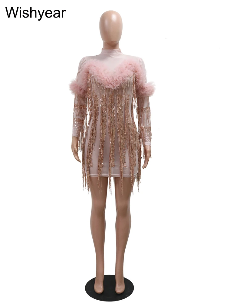 Robe Courte en Maille Rose à Paillettes pour Femme, Tenue Éducative de Bal, de Soirée, d'Anniversaire, Costume de Spectacle, Nouvelle Collection