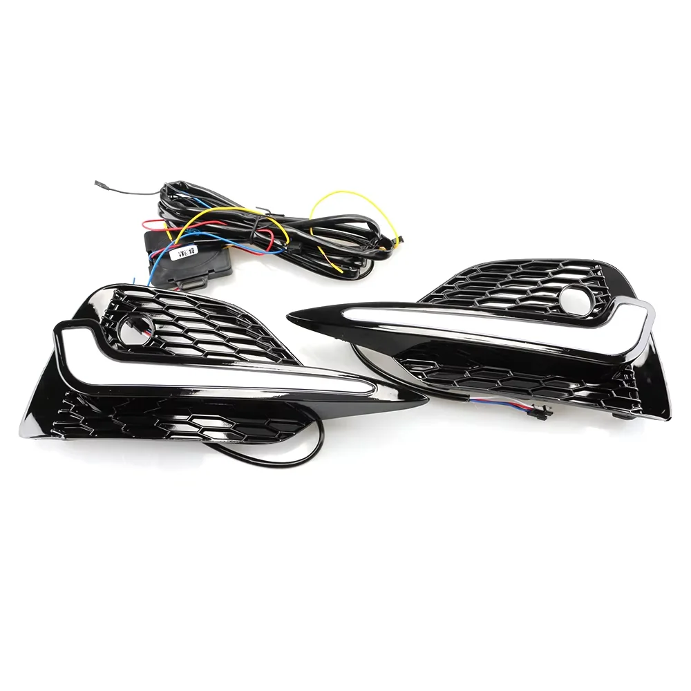 Triple-Color LED DRL Daytime Running Lamp Amber Turn Signal Ice Blue Position Light For Nissan Qashqai 2019 2020 2021 Front  Dec