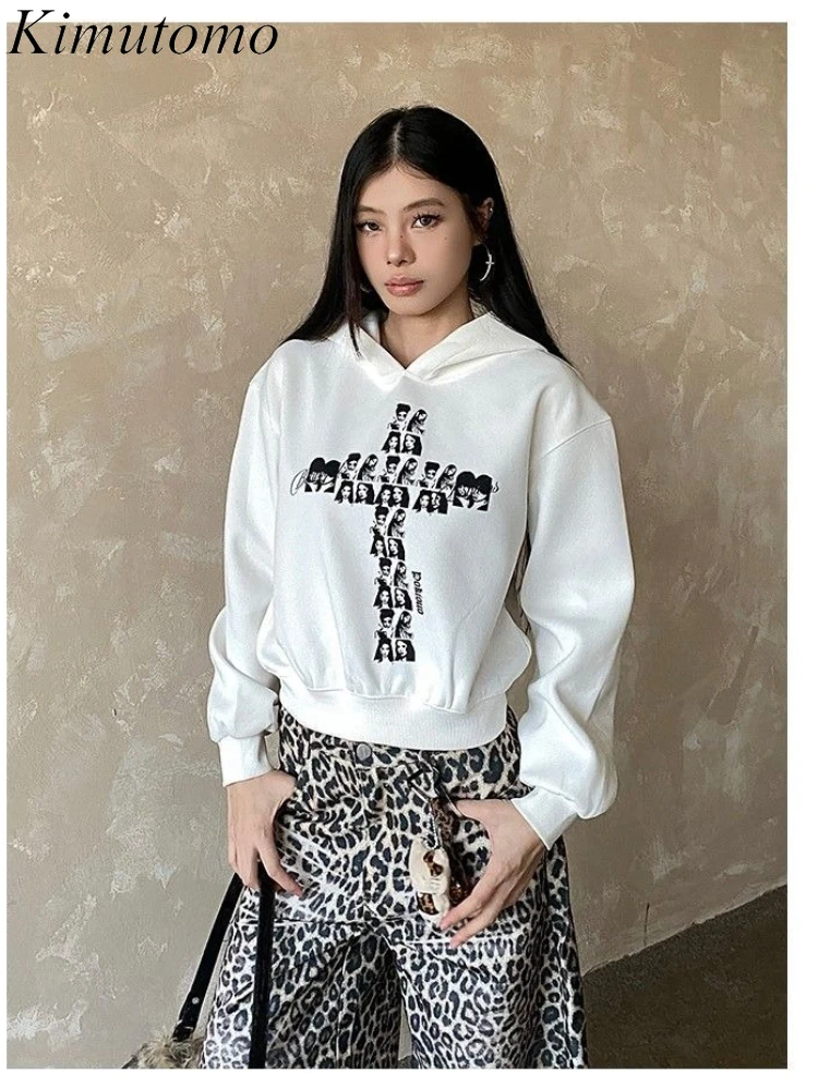 

Kimutomo толстовки женские винтажные сексуальные с крестом и буквенным принтом гранж Y2k эстетические толстовки в стиле Харадзюку женская мода повседневные