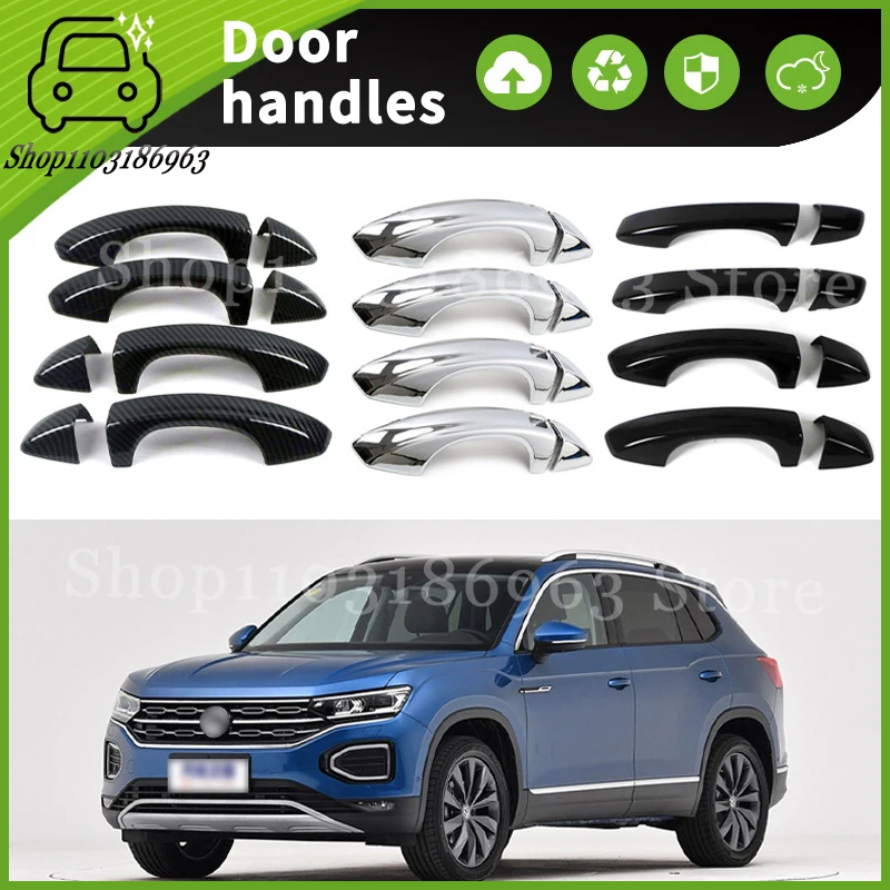 

For Volkswagen TAYRON 2018-2023 Black Chrome Car Door Handle Cover Trim Styling Accessories Car Stickers Auto Accessories